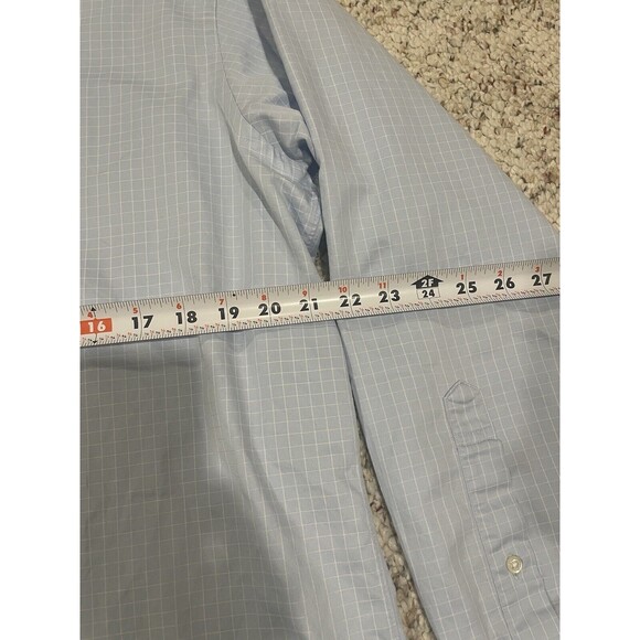 Brooks Brothers Shirt Mens 1818 16.5 35 Blue Made In USA Cotton Woven - Picture 9 of 12